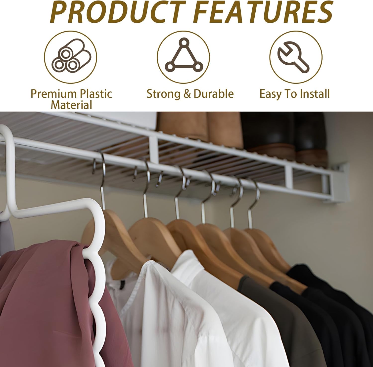8 Pcs Wire Shelf End Brackets: Closet Maid Support, Wall Mount, White, Polyvinyl Chloride — image 4