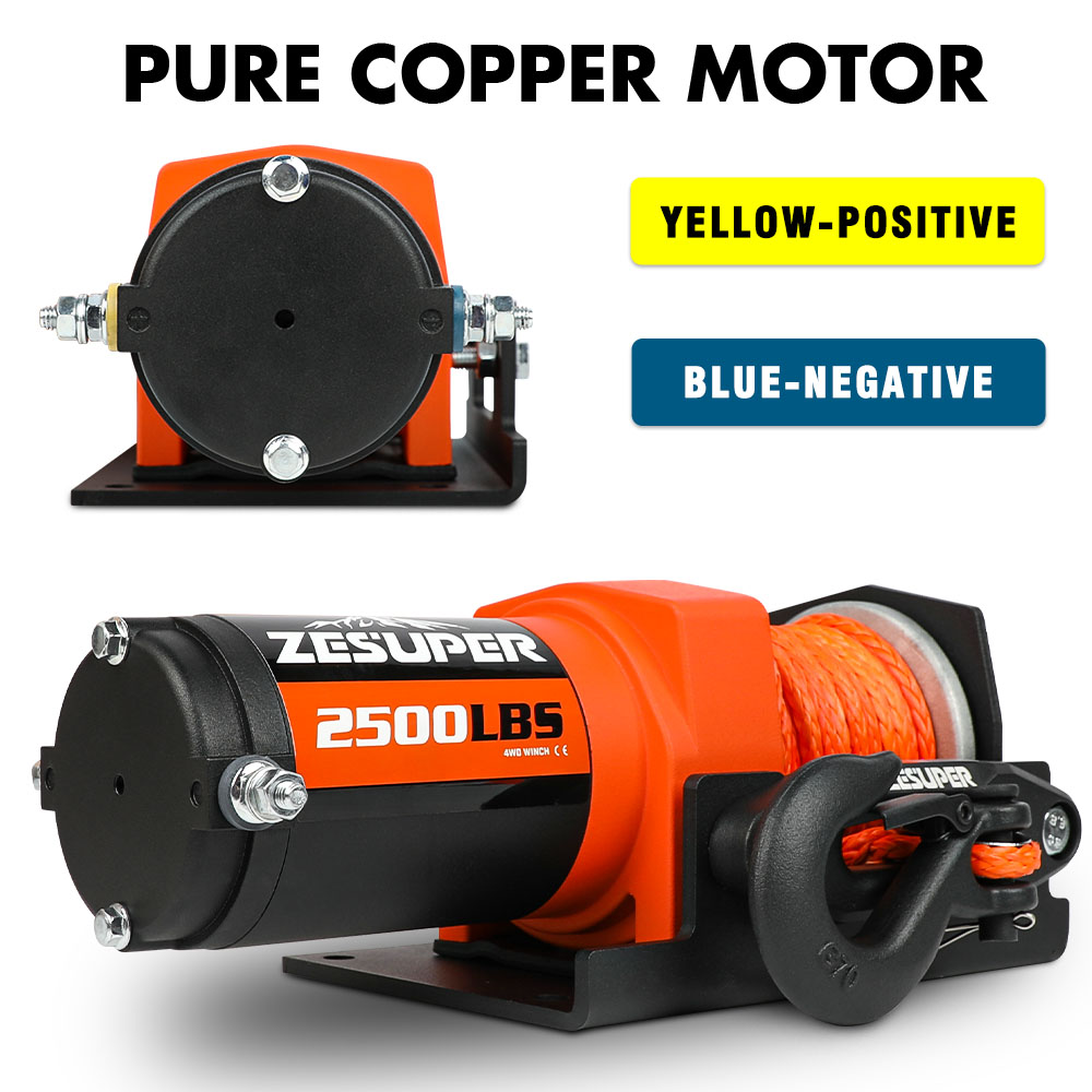 ZESUPER 12V Electric Winch 2500lbs Synthetic Rope Wireless Remote ATV UTV BOAT — image 4