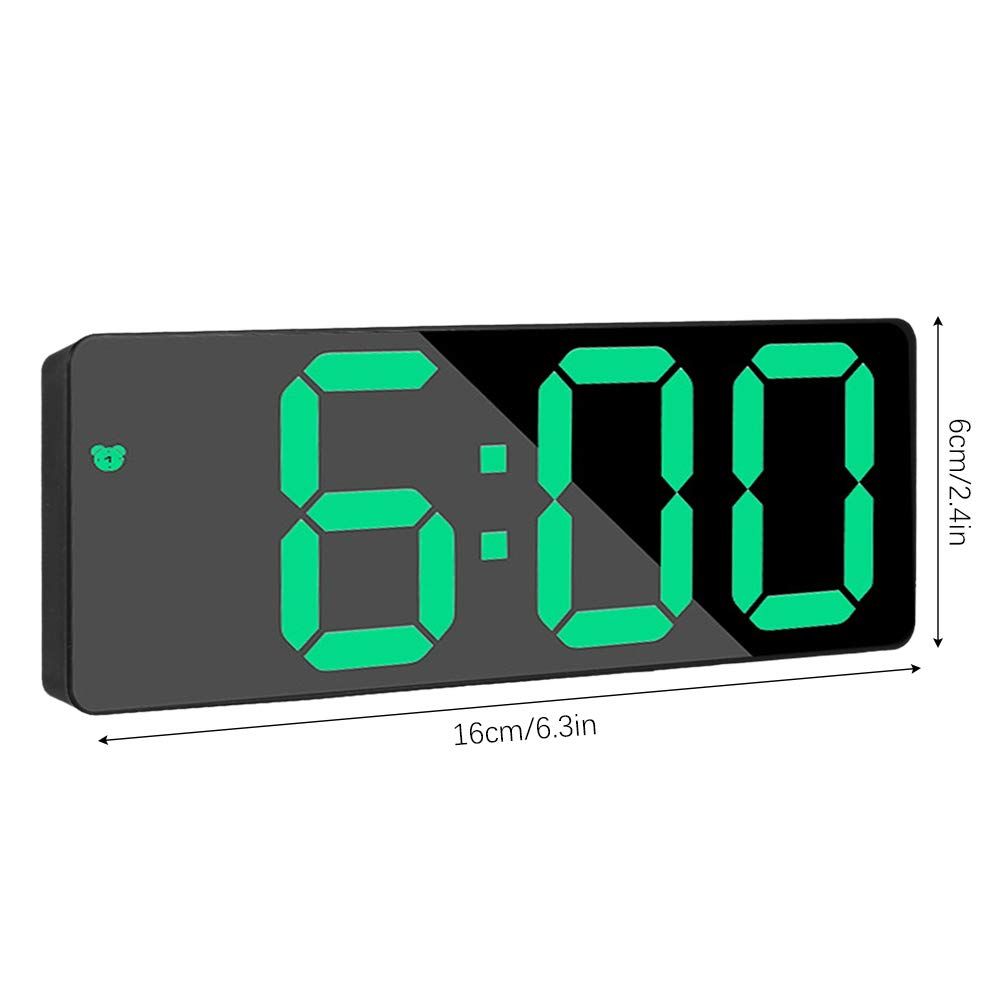 Digital Alarm Clock LED Travel Alarm Clocks with Button Brightness Adjustable(Rectangular black face green light) — image 5