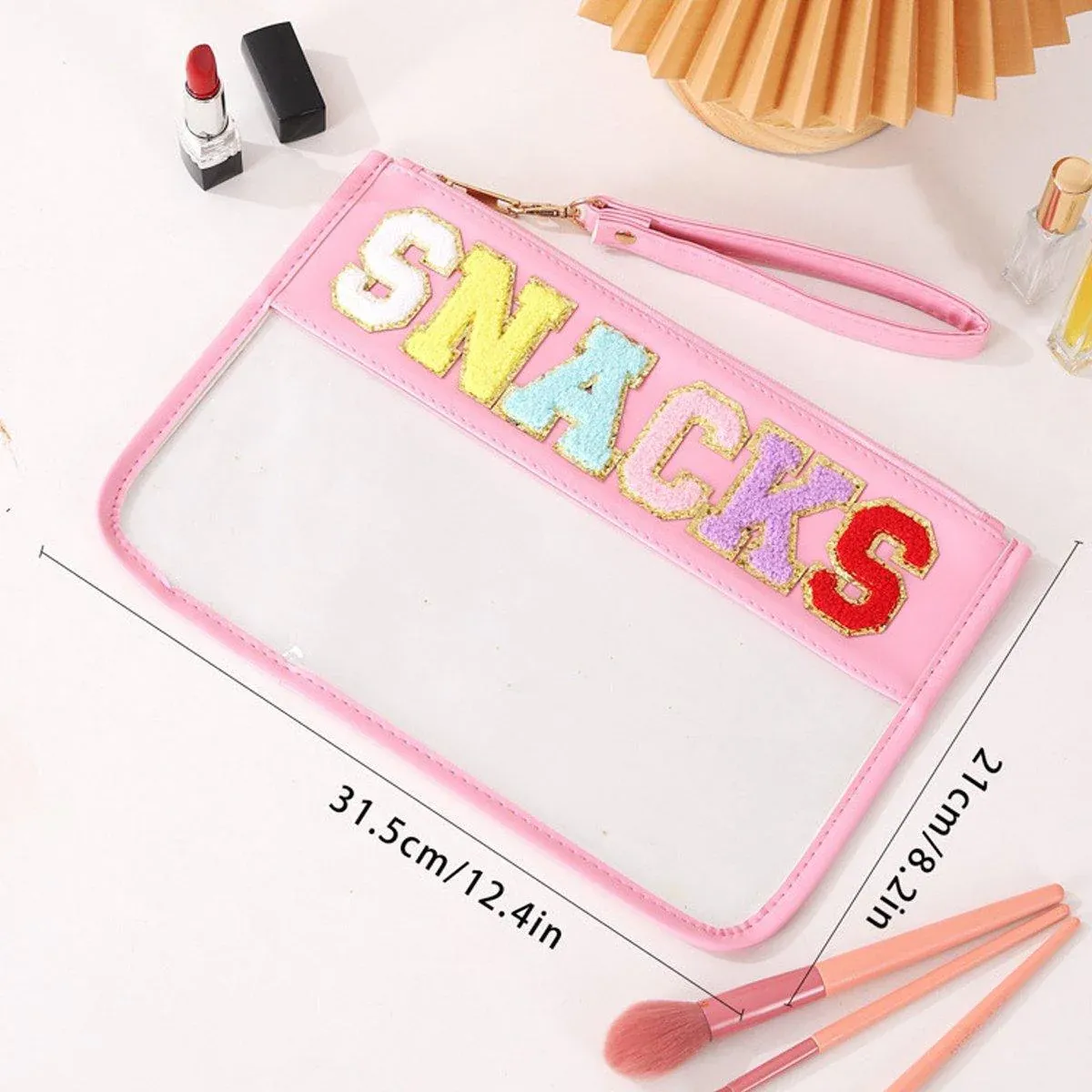 2X Embroidered Letter Cosmetic Bag Transparent PVC Bag Women Travel Toiletry Bag — image 3