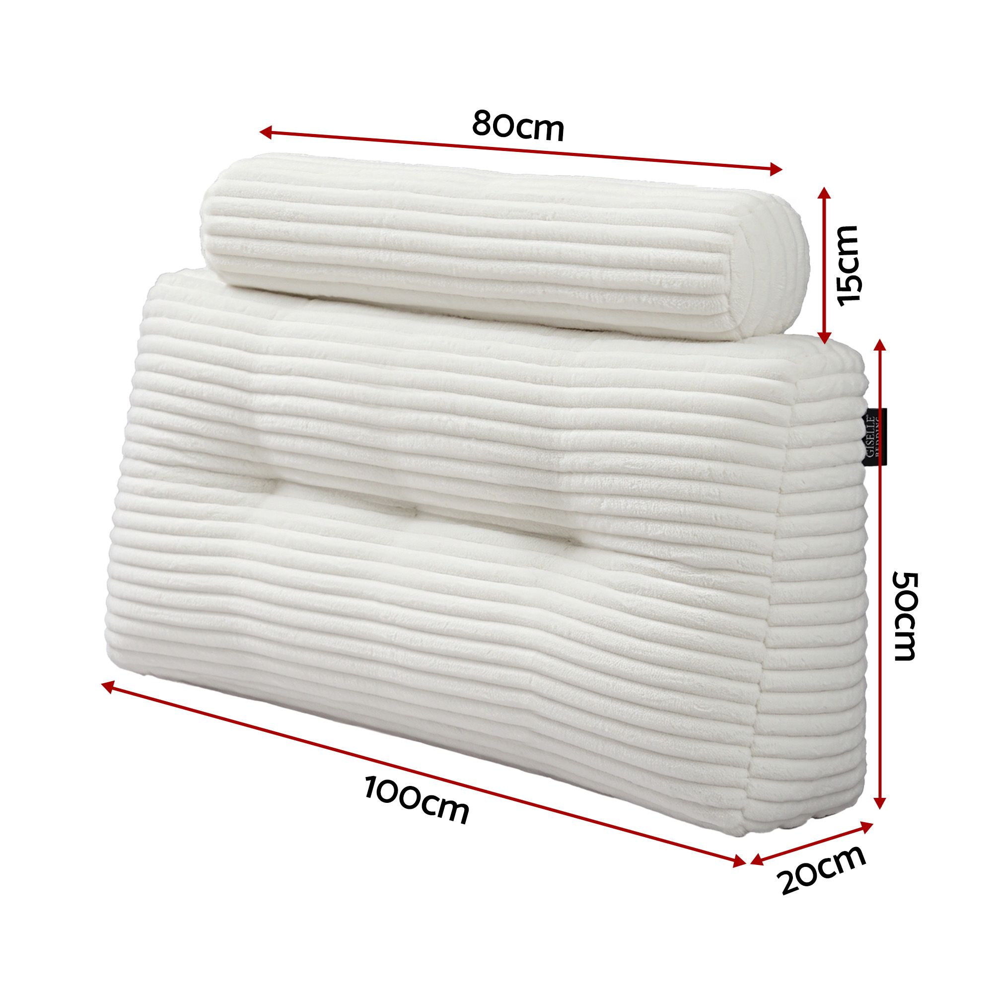 Giselle wedge pillow headboard with non-flattening shredded foam core, perfect for dorm reading or sofa lap desk, 330g corduroy cover, side pockets, King — image 2