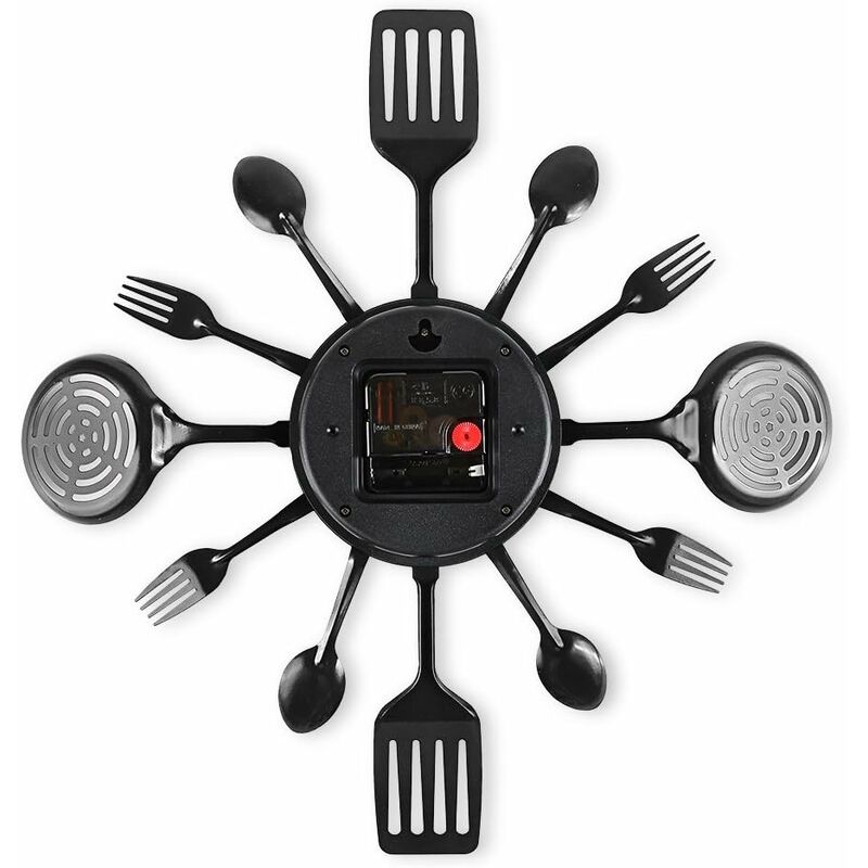 16" Large Kitchen Wall Clocks With Spoons And Forks, Great Home Decor And Nice Gifts, Black โ image 4