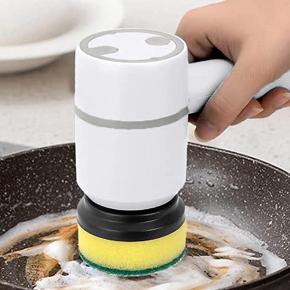 Set of 6 in 1 Handheld Electric Cleaning Brush USB Rechargeable Electric Dishwashing Brush Kitchen Cleaning Tool White — image 2