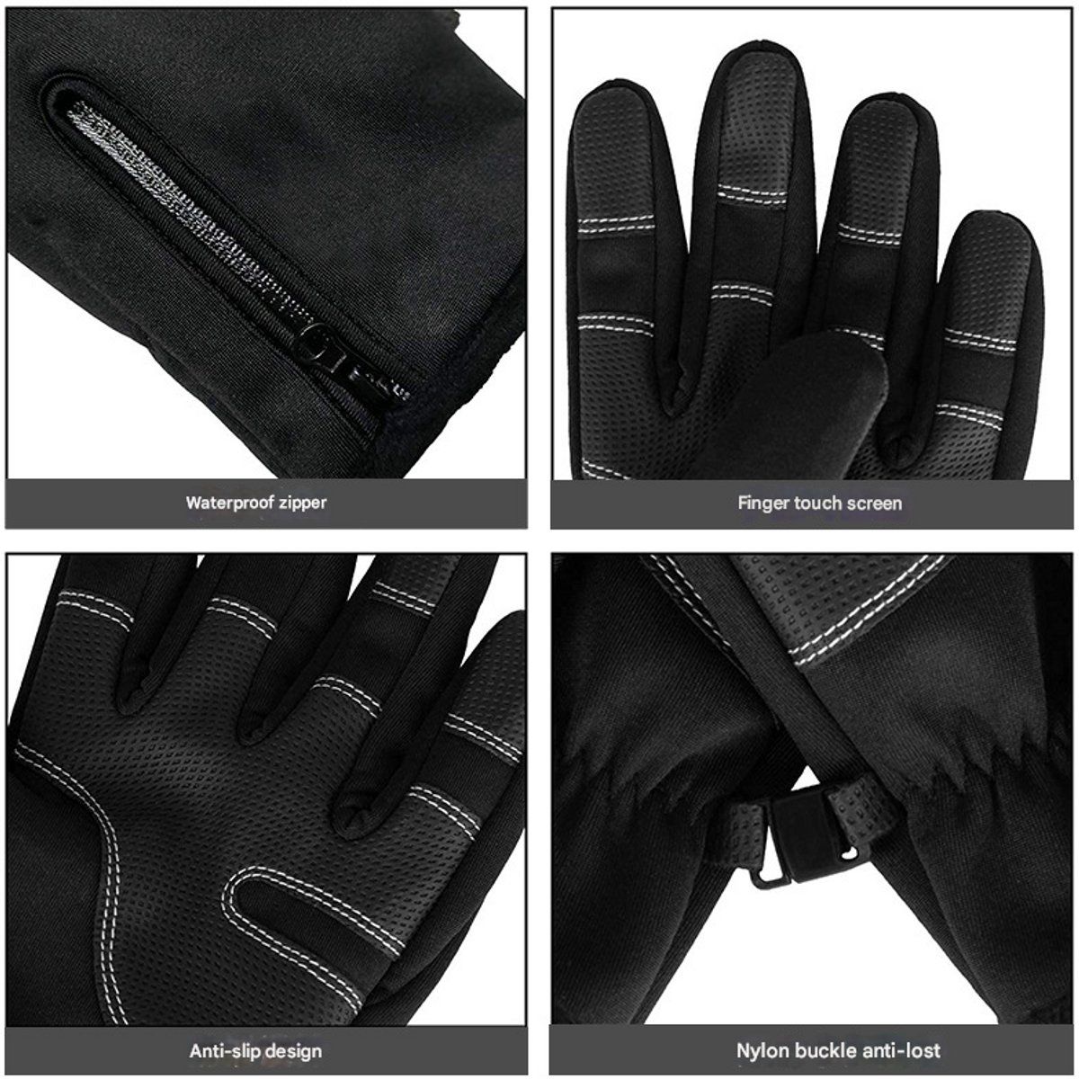 Touchscreen Winter Gloves, Windproof Warm Leather Cycling Gloves for Men and Women, Outdoor Riding and Daily Cold Weather Use, Size L, Black โ image 5