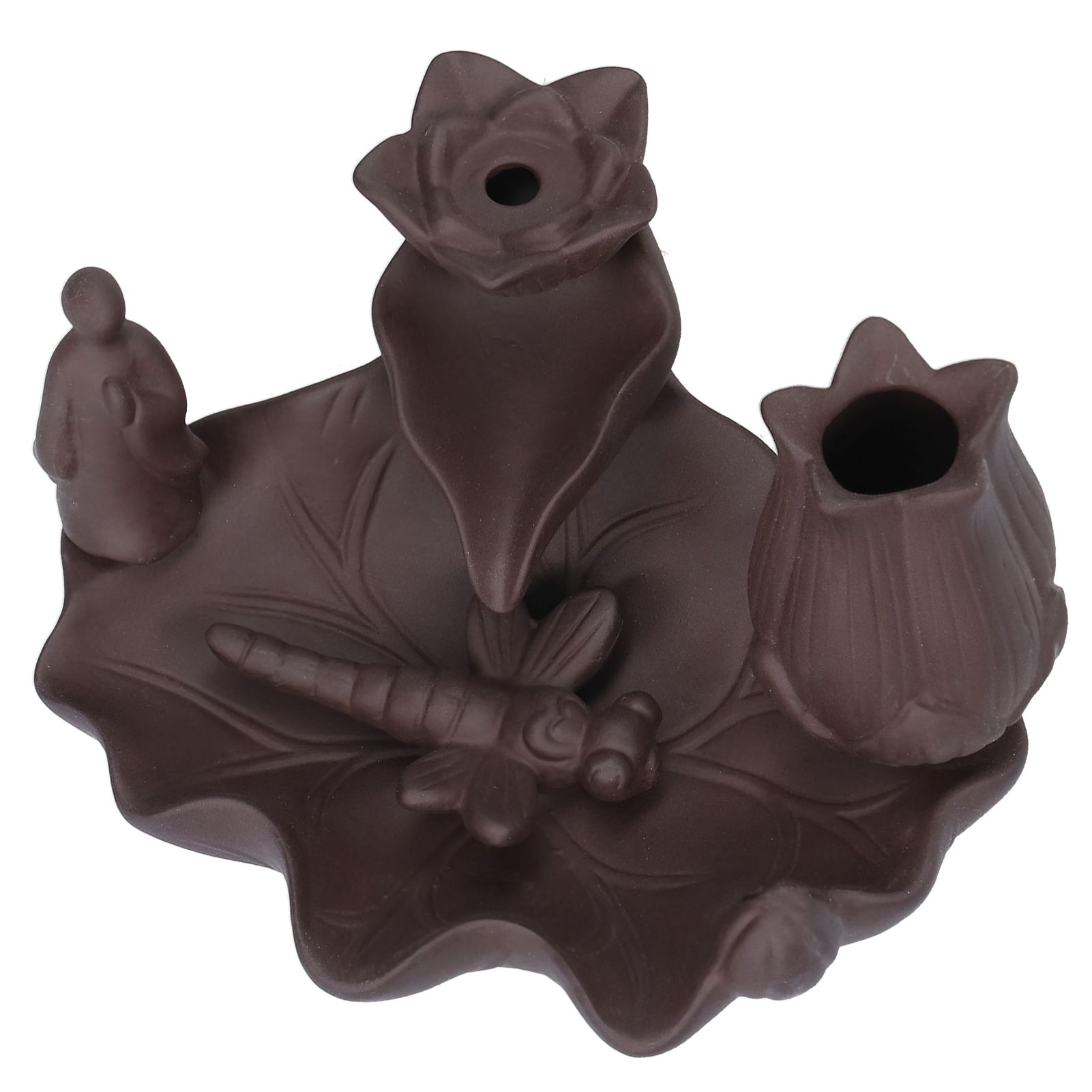 Incense Burner Red Porcelain Dragonfly Shape Backflow Smoke Waterfall Sandalwood Home Decor — image 5