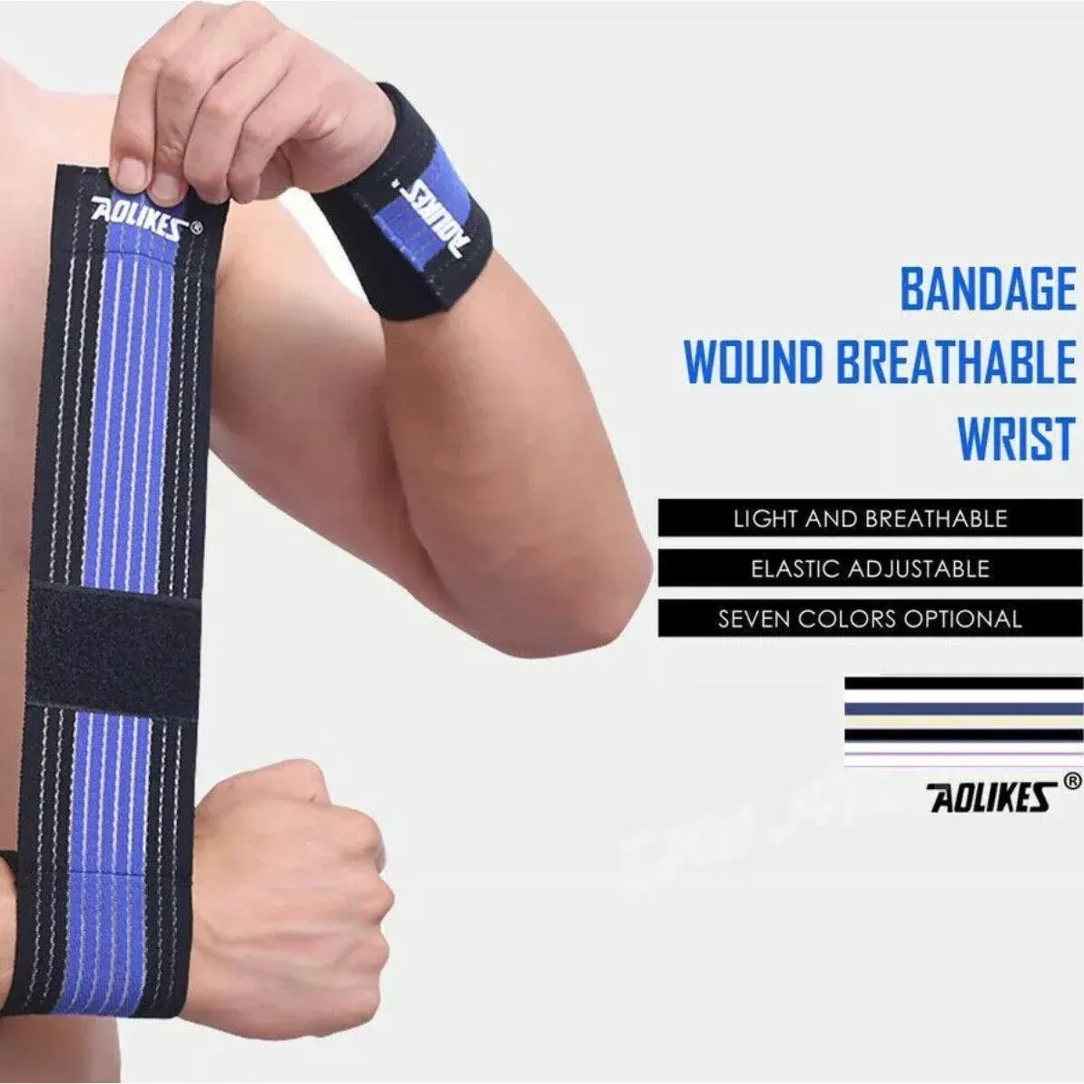 Aolikes Wrist Brace Elastic Bandage Support Sport Gym Wrap Fitness Wristband - Black โ image 6