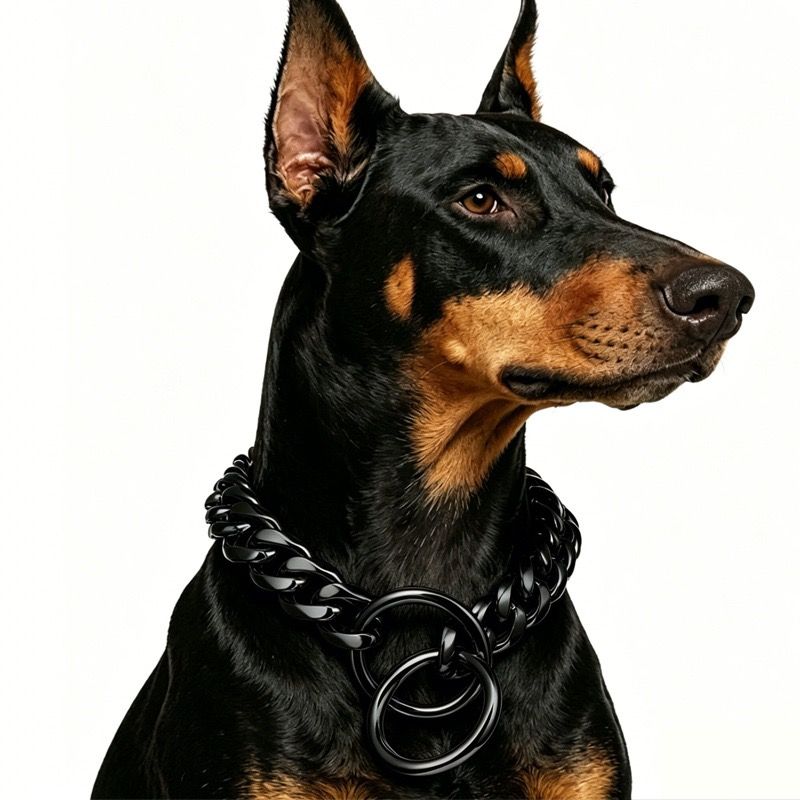Stylish Cuban Link Dog Choke Chain Collar in Premium Stainless Steel – Available in Gold, Black, Steel, and Rose Gold, Designed for Training Control and