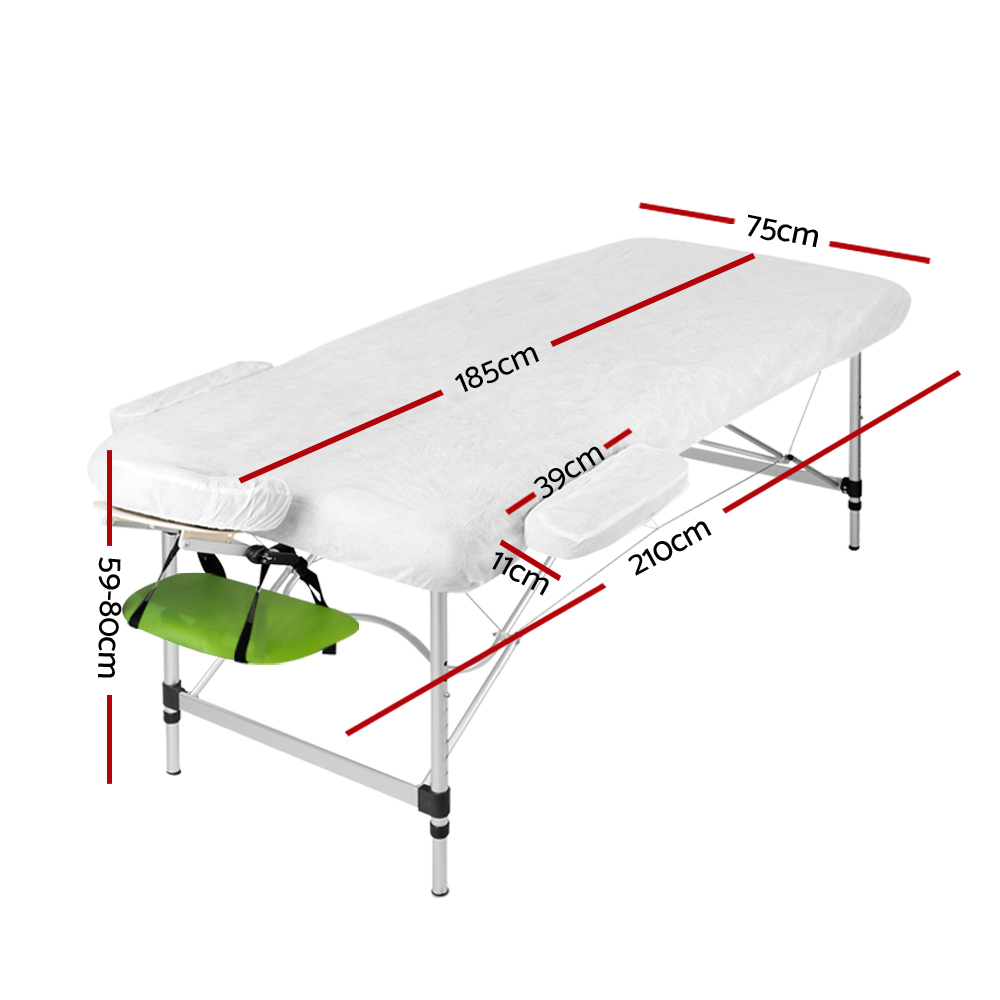 Zenses Massage Table 75cm Portable 3 Fold Aluminium Beauty Bed Green — image 2