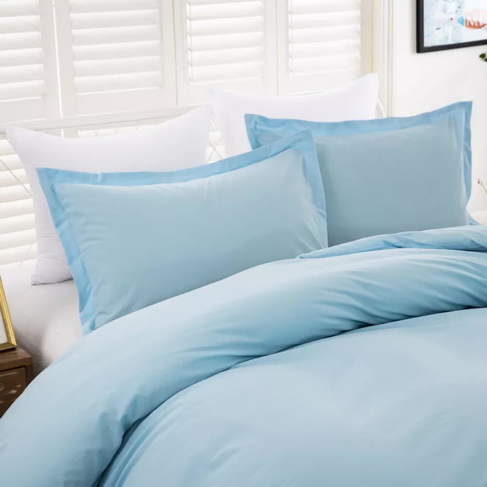 100% cotton Premium Doona Duvet Quilt Cover Set with Soft Pillowcases - Aqua-Super King — image 3