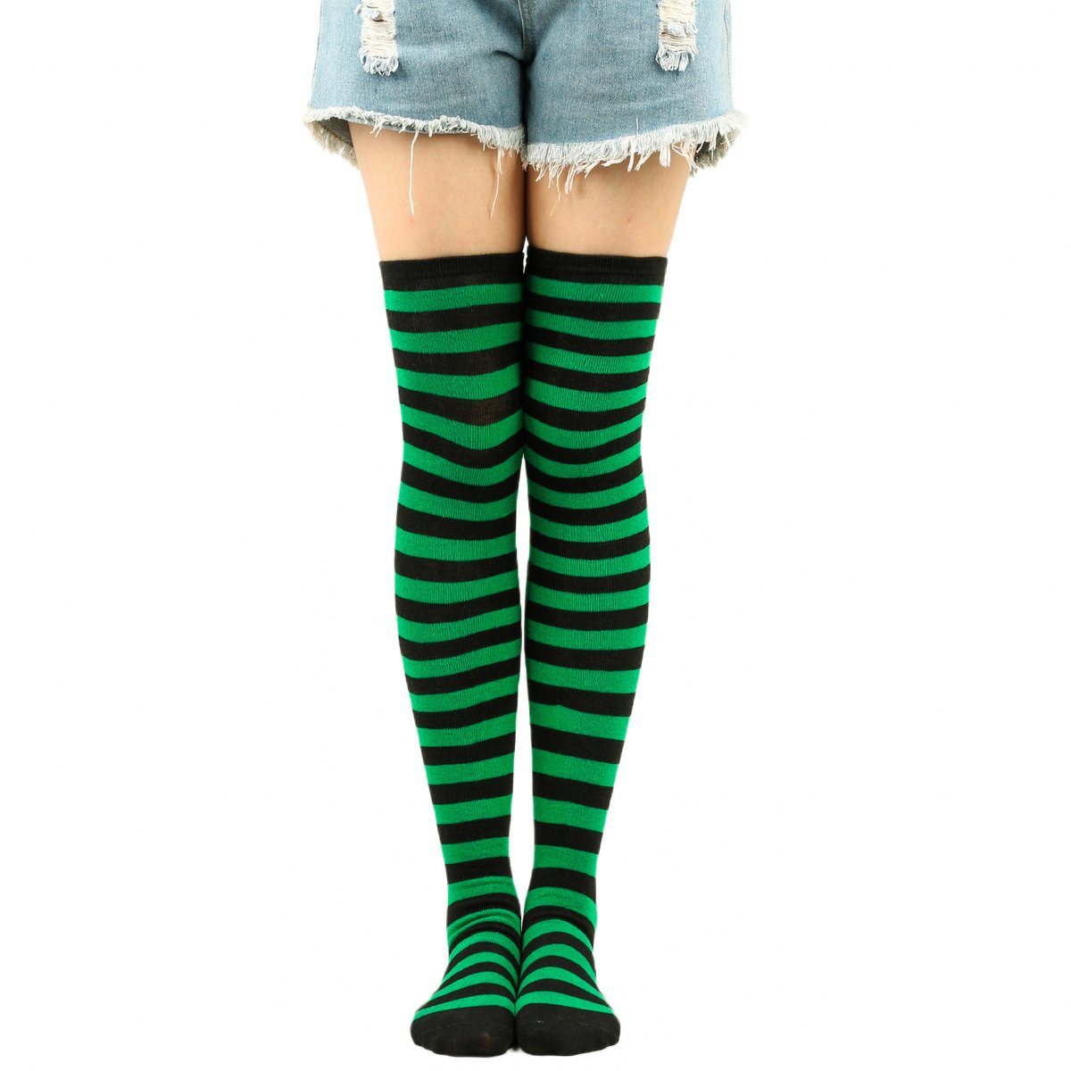3 pairs - Socks - Christmas socks - knee socks - over-the-knee socks - long socks - high socks - elastic striped socks set - long striped Christmas socks — image 3