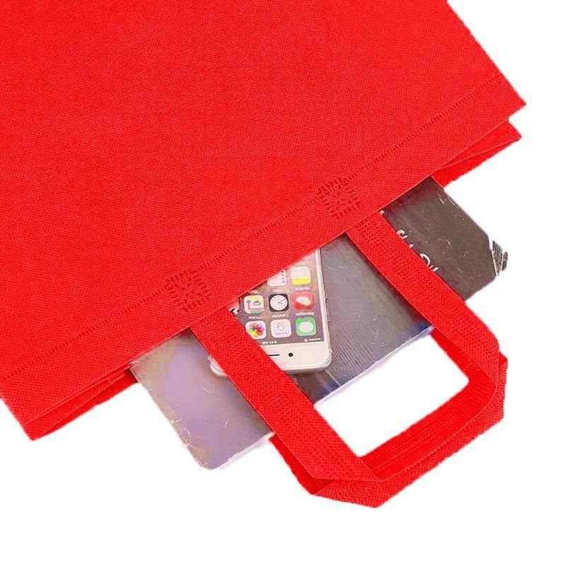 100PCS Reusable Non Woven Shopping Bags Eco Friendly Washable Tote Bags Red - 38X30X10CM β image 4