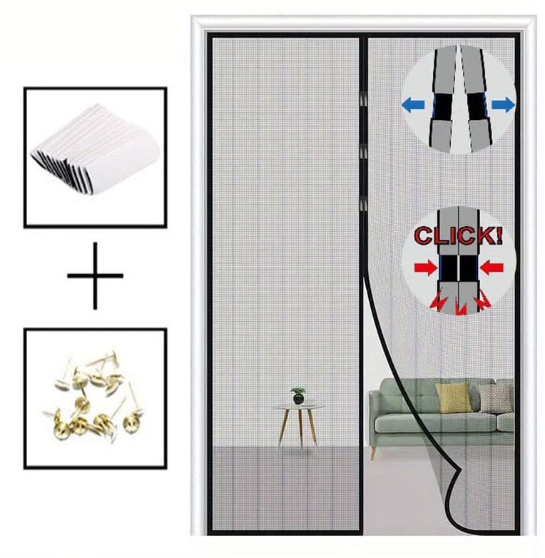 Magnetic insect screen door with automatic closing, quiet durable scratch-resistant breathable mesh for insect and mosquito protection, 120x210cm — image 3