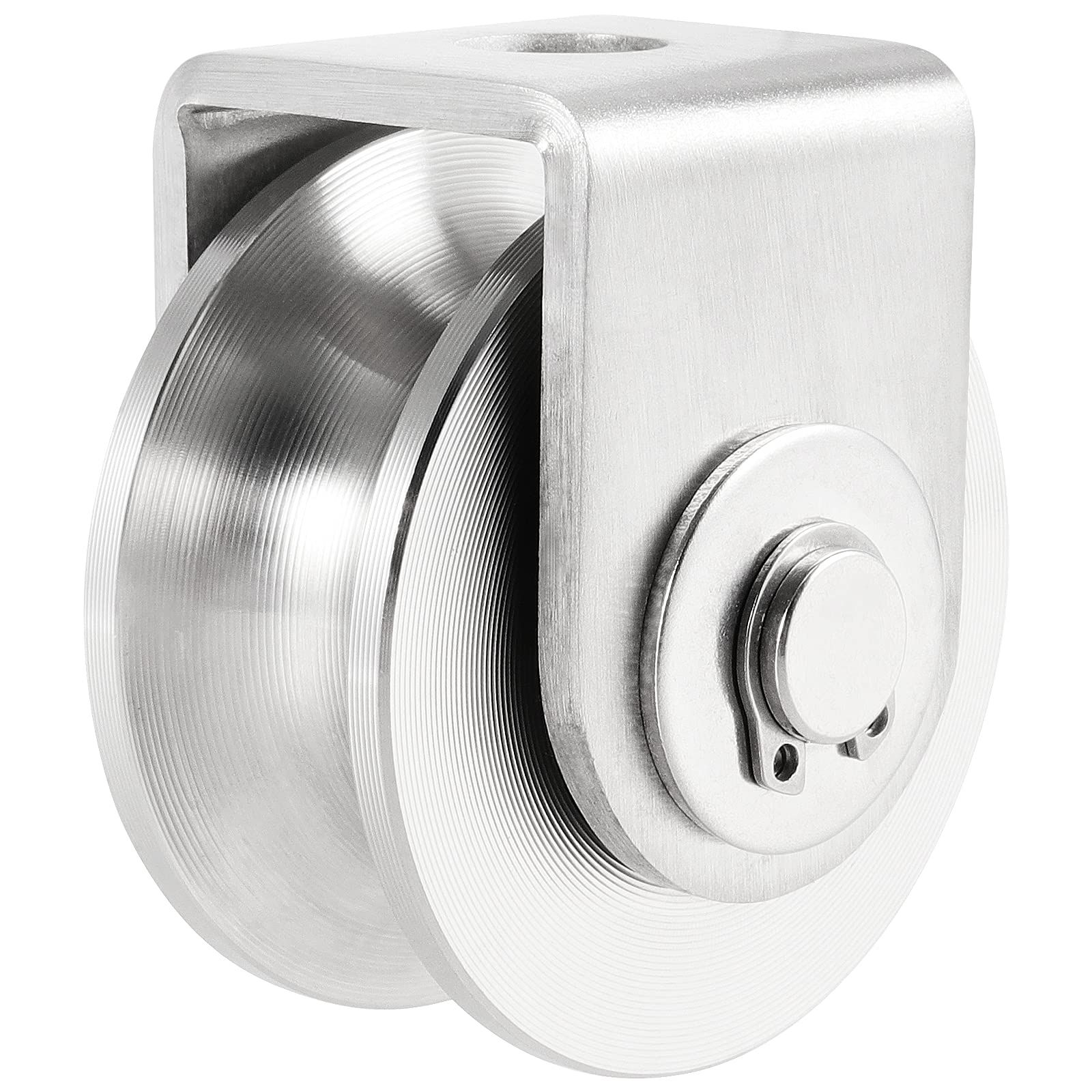 2 Pack 3 Inch Stainless Steel U Groove Wheel, U Groove Caster with Bracket for Sliding Gate, Rolling Gate, Inverted Track — image 2