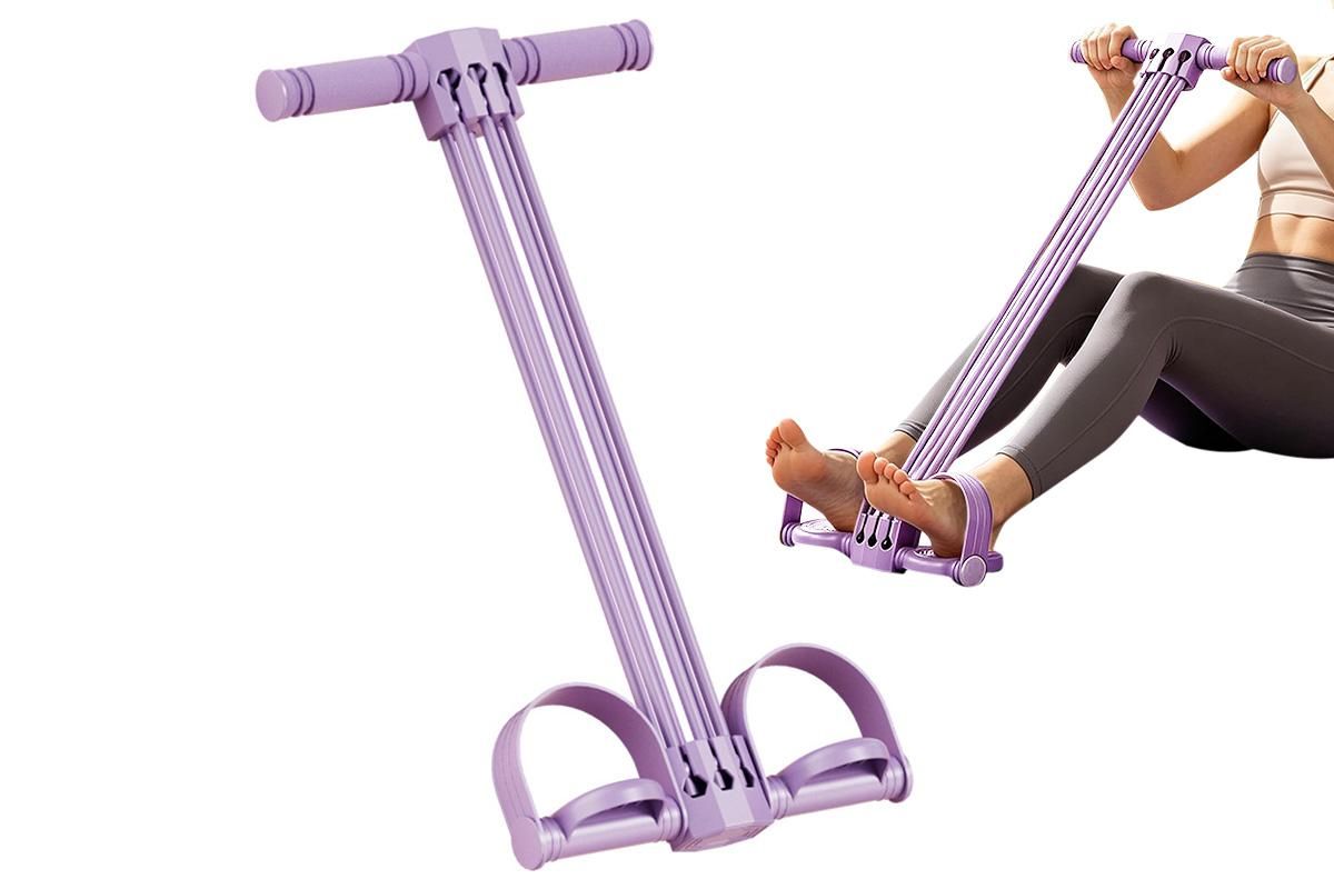 Pedal Resistance Band with Handles Adjustable Detachable Multifunction Pedal Resistance Band for Abs Arms Waist Legs Home Fitness - Purple