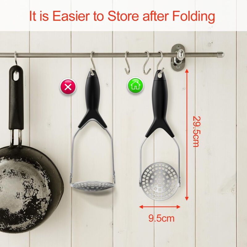 Stainless Steel Potato Masher, Professional Manual Potato Ricer With Non-Slip Handle, Foldable Apple Masher For Fruits — image 2