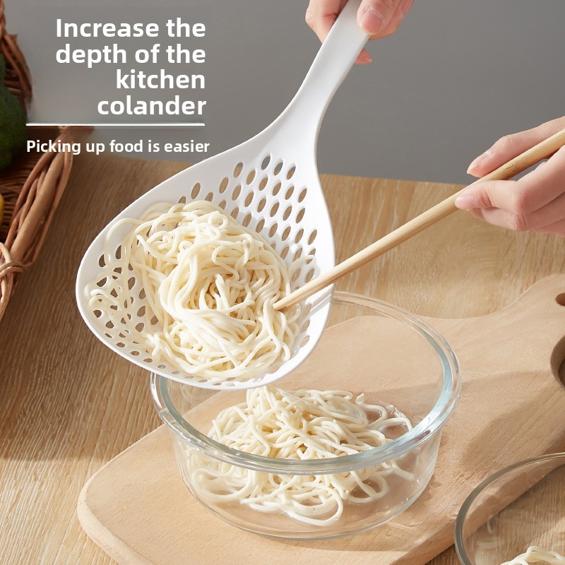 2 Pack Large Skimmer Slotted Spoon Colander Scoop - Long Handle Heat Resistant Food Strainer for Pasta, Noodles & Dumplings - White & Orange โ image 5