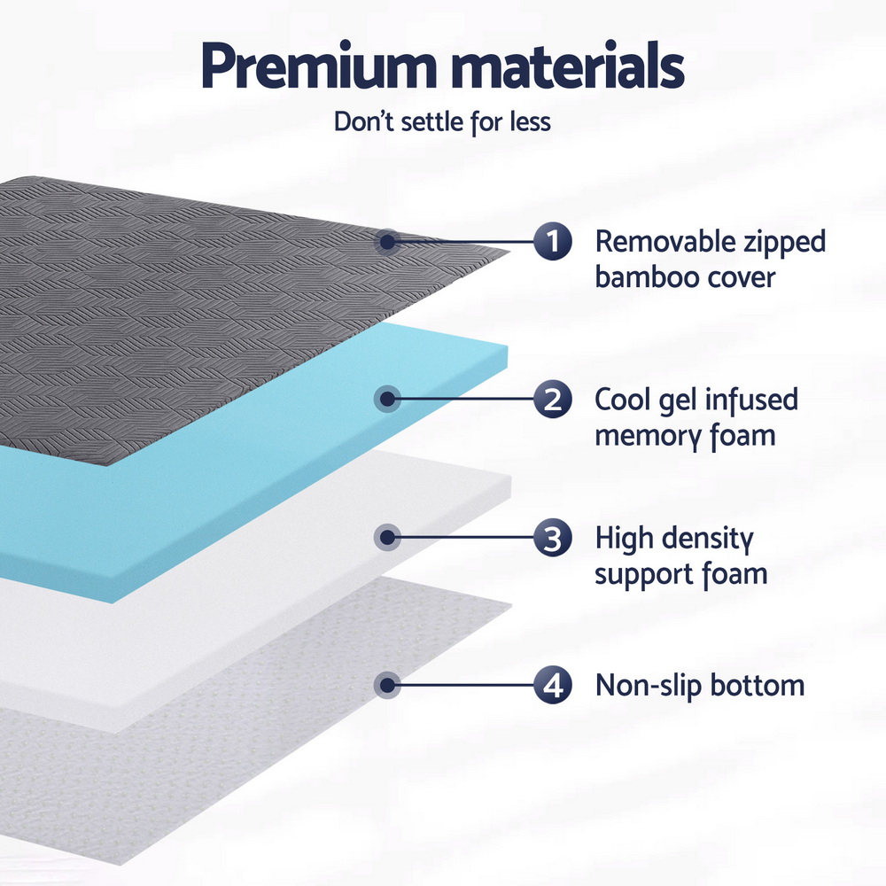 Giselle 8cm Memory Foam Mattress Topper Gel Dual Layer Foam Bamboo King โ image 5