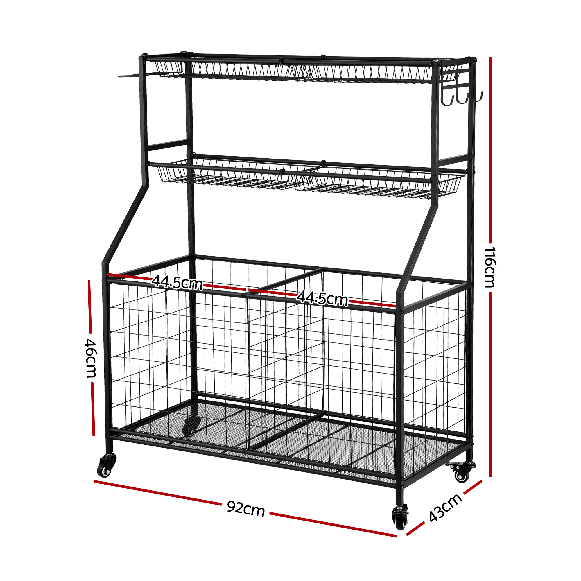 Everfit Sports Equipment Organizer Storage with Wheels Multi-Sport Garage Gym Black โ image 2