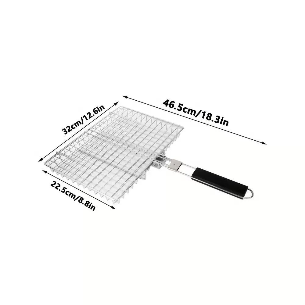 Grill Basket Large Portable Folding BBQ Camping Grilling Rack for Fish, Vegetables, Shrimp, Barbeque Griller Cooking Accessories, Grilling Gifts โ image 5