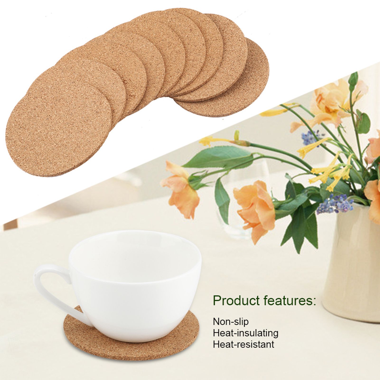 50Pcs Wood Drink Coaster Tea Coffee Cup Mat Pad Wood Tableware Home Decor — image 2