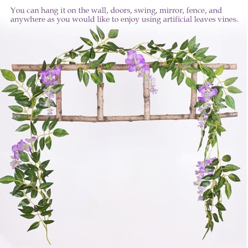 Artificial Flowers Wisteria Garland Vine Simulation Wreath Rattan Hanging Garland for Home Garden Ceremony Wedding Arch Floral Decor — image 4