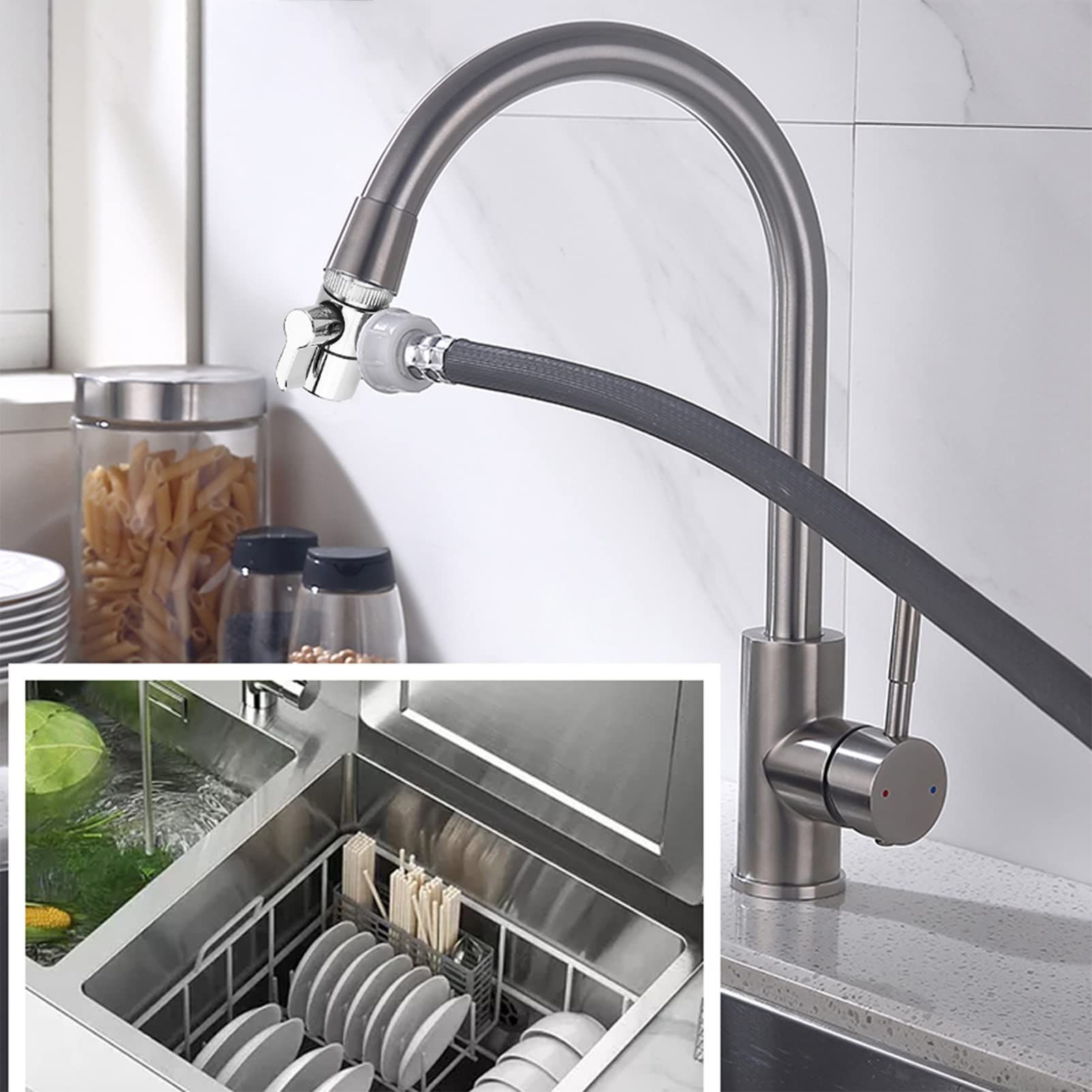 Washbasin faucet, water divider, basin faucet converter, external hair washing showerhead splitter adapter — image 4