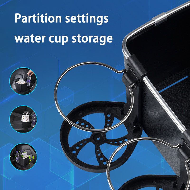 Car Armrest Storage Box Coffee Cup Water Drink Holder for Rear Seat Car storage box Armrest box storage box(Black) — image 5