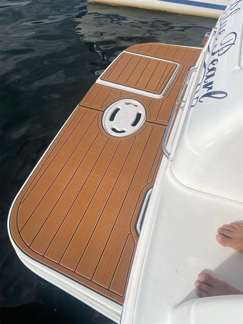 2003 Sea Ray 260 Sundancer Swim Platform Pad Boat EVA Foam Teak Deck Floor Mat SeaDek MarineMat Gatorstep Style Self Adhesive — image 3