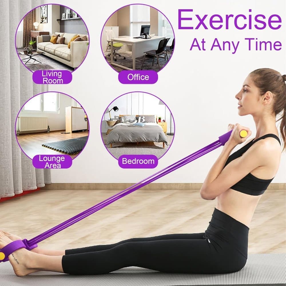 Purple Abdominal Trainer Exercise Band for Sit-Up Training, Multifunctional Tension Rope Fitness Pedal Slap Pull Band — image 3