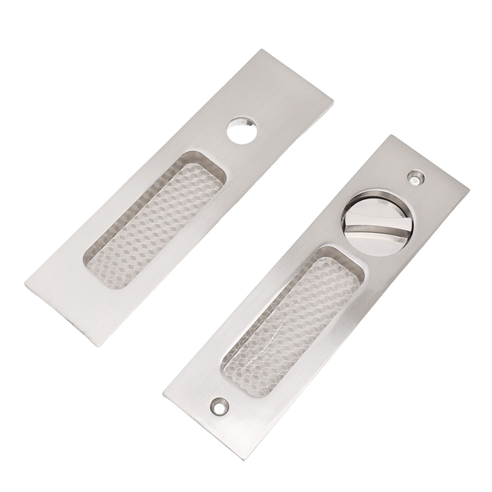 Sliding Door Mortise Lock with 2 Keys Zinc Alloy Invisible Recessed Handle Latch Pocket for Wood Furniture Hardware Brushed Nickel — image 5