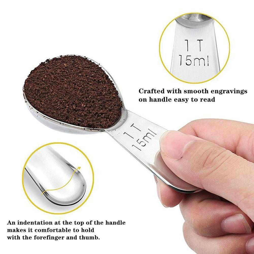 Coffee Scoop, Pack of 2 Stainless Steel Coffee Scoop (15ML and 30ML) Exact Measuring Spoon for Coffee, Flour, Sugar — image 2