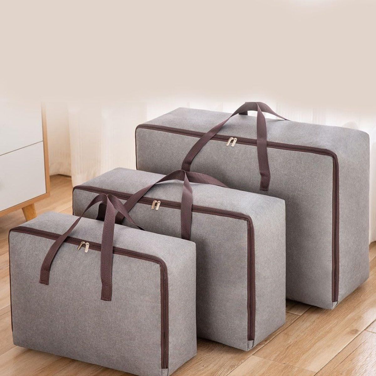 1 large zippered storage bag, Oxford fabric storage bags, Transport bags, Other under, bed storage bags for bedding, grey โ image 4