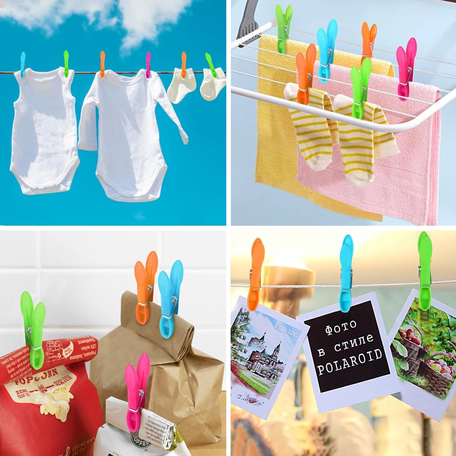 48 PCS Windproof clothespins Plastic clothespins for Clothesline Strong Grip Clothes Pegs for Indoor and Outdoor Clothesline Area Clothes Hanger Clip — image 6