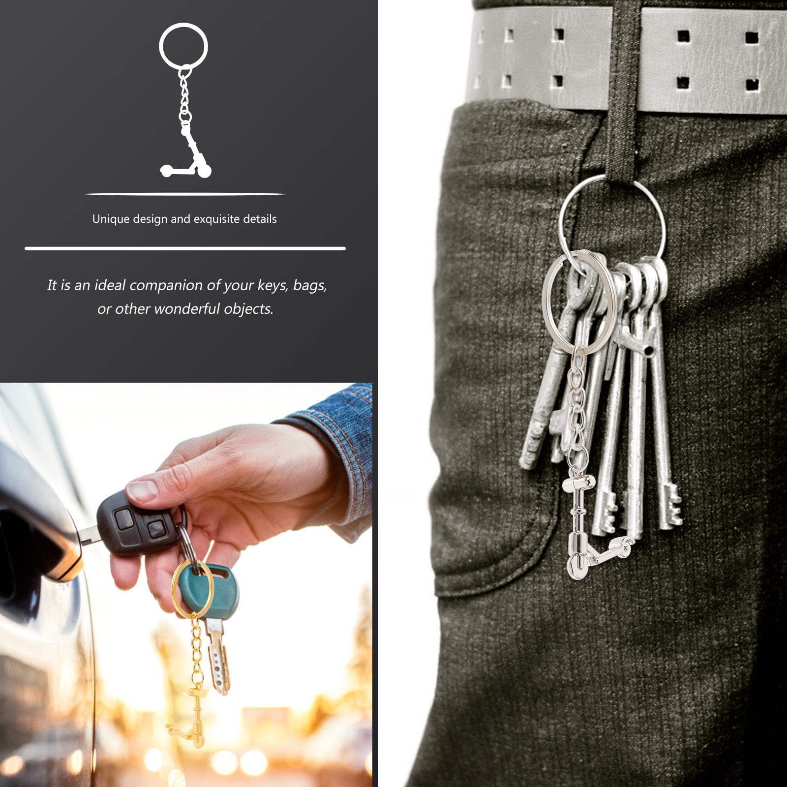 Mini Scooter Shaped Keychains 3Pcs Zinc Alloy Handbag Purse Car Decorations Christmas New Year — image 2