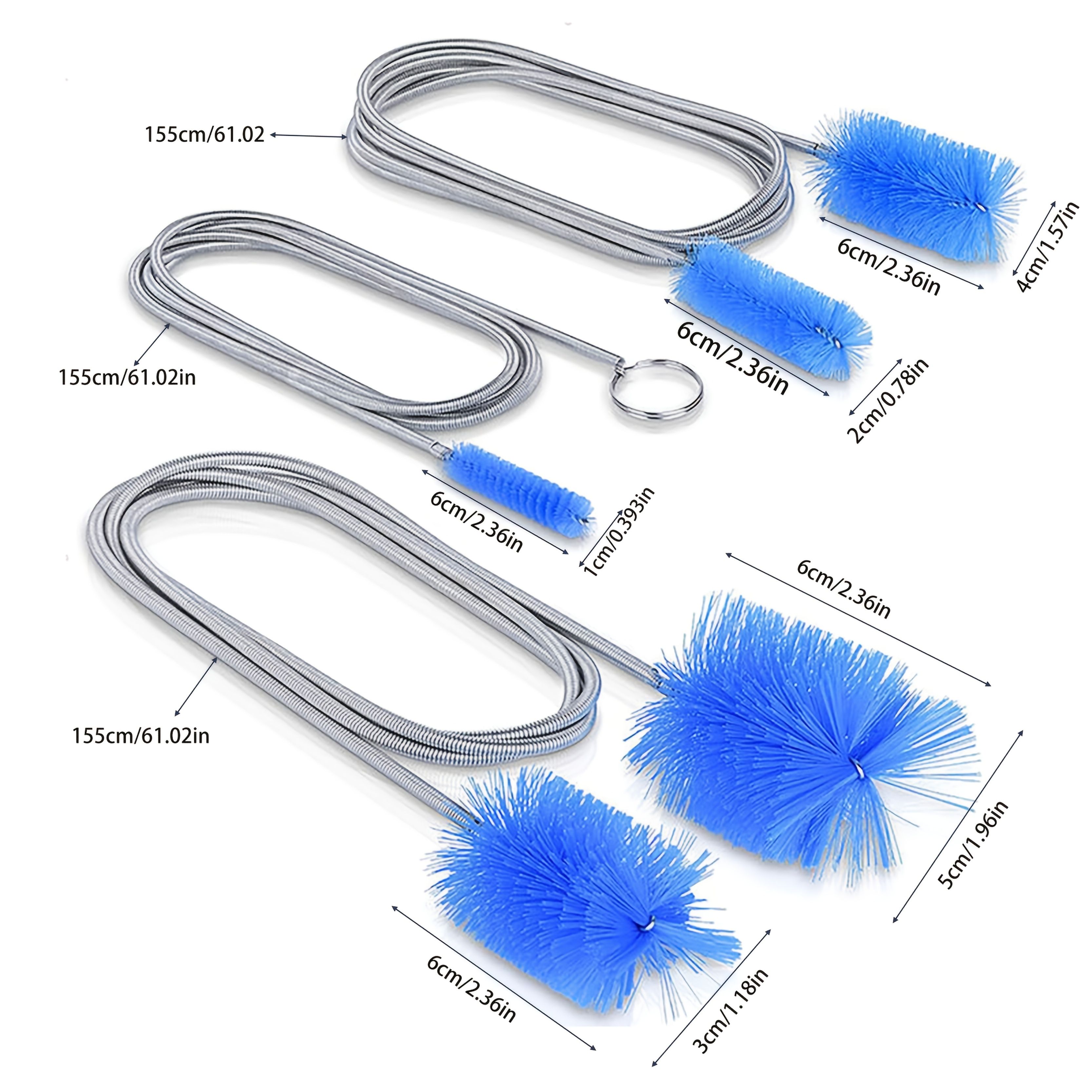 [Drainage Brush Set] Flexible long drainage brush 3pcs set with double-head and stainless steel pipe cleaning brush, suitable for kitchen, sink and pipe — image 5