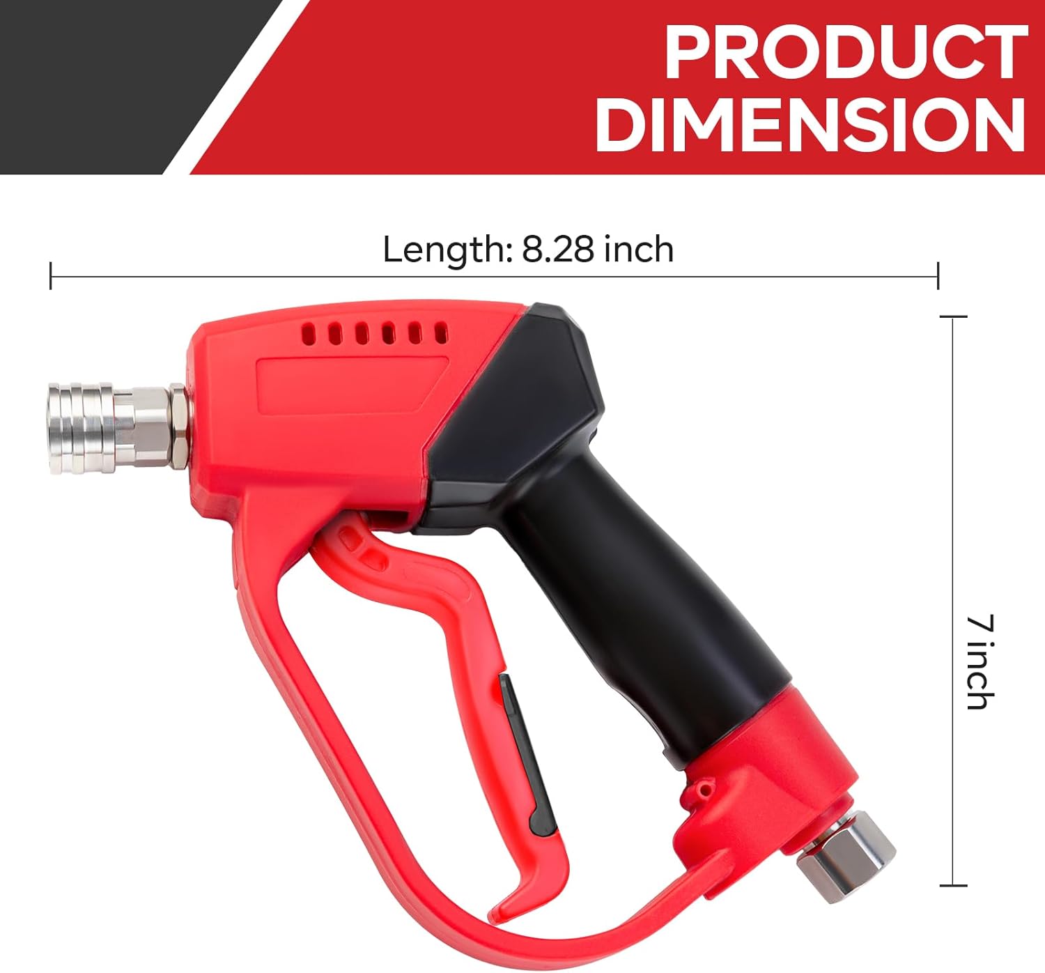 Short Pressure Washer Gun 5000PSI,High Pressure Washer Gun with 5 Spray Nozzle Tips, 3/8" Quick Connect Plug and M22-14/15mm Fittings, Power Washer — image 5
