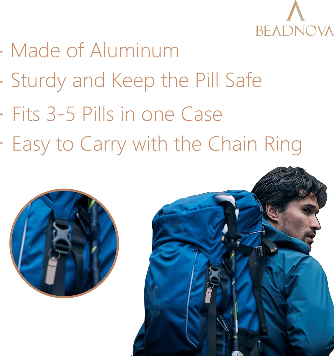 Pill Holder Keychain Medicine Container Small Portable Pill Case Aluminium Fob Carrier with Medicine (3pcs, 3 Colors Per Pack) โ image 4