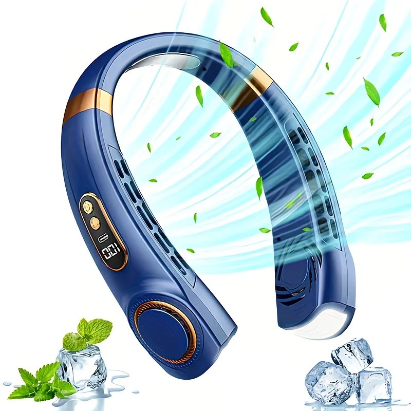 New Neck Hanging Fan Portable Mini USB Fan Personal Cooling Turbine Small Charging Quiet Lazy-Friendly.pink — image 4