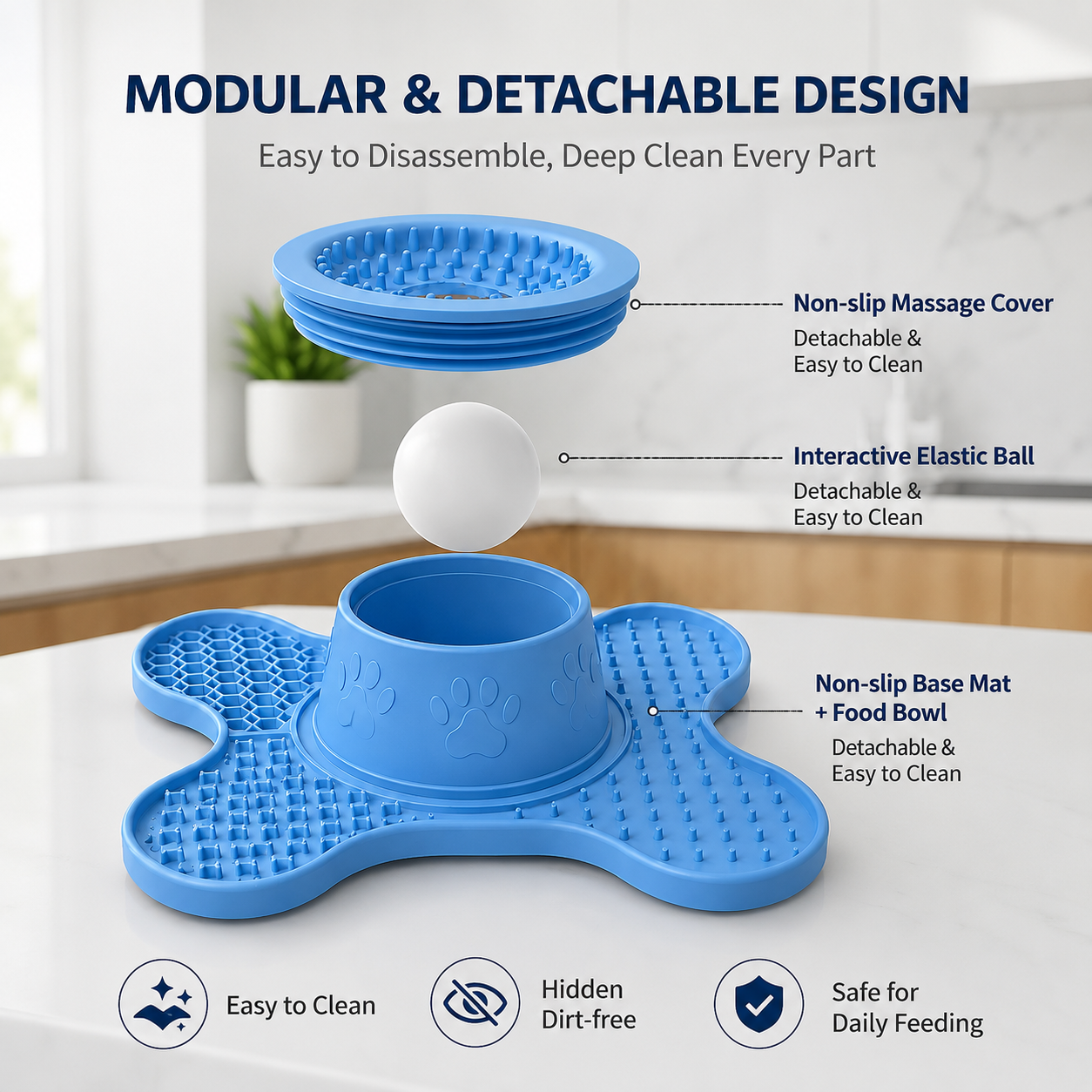 Keep your furry friend happily occupied with this 3-in-1 bone-shaped lick mat and slow feeder, featuring a textured rolling treat ball and multiple — image 5