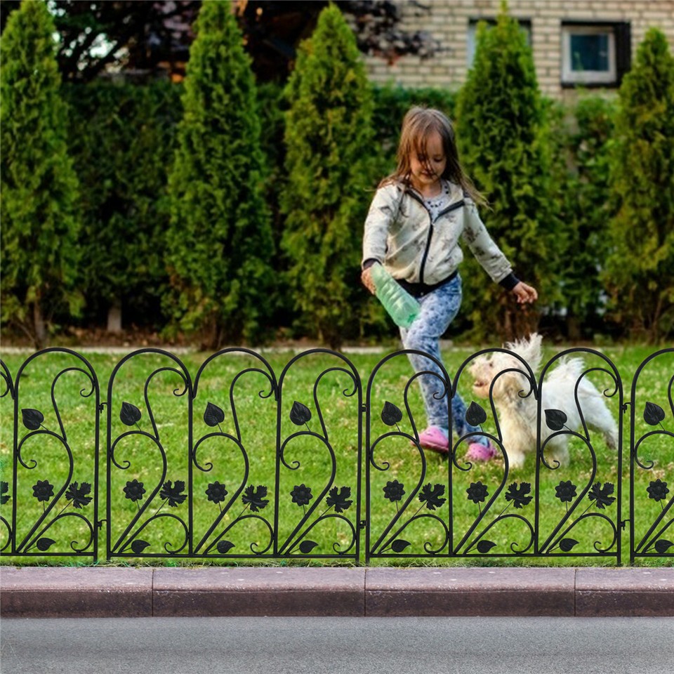 5-Piece Decorative Garden Fence Black Metal Wire Patio — image 3
