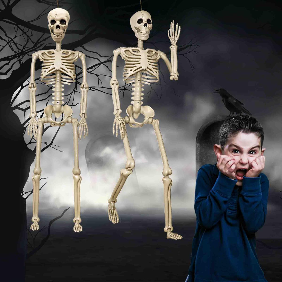 Halloween Skeleton 36-Inch Skeleton Poseable Skeleton Halloween Decorations - White - Size 2 Pcs — image 5