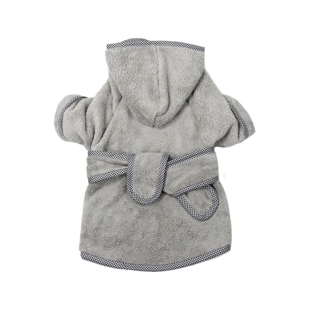 Dog Bathrobe, Microfiber Fast Drying Absorbent Hooded Bath Towel White for Puppy Small Medium Large Dog Cat (S, Gray) — image 2