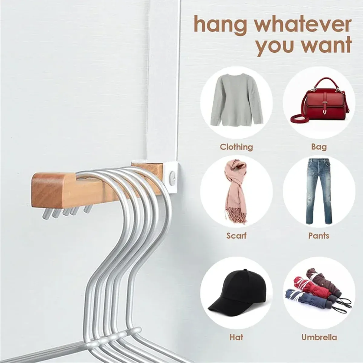 2PCS Over Door Clothes Hanger Folding Hook Closet Garment Storage Organizer — image 6