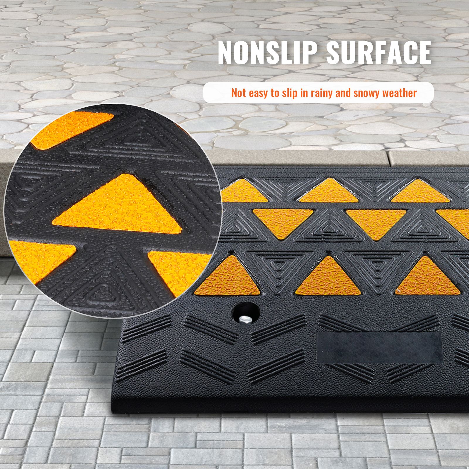 Rubber Curb Ramp 2 Pack, 15.2 cm Rise Height Heavy-Duty 15 tons Load Capacity Threshold Ramps, Driveway Ramps with Stable Grid Structure for Cars, Wheelchairs — image 4