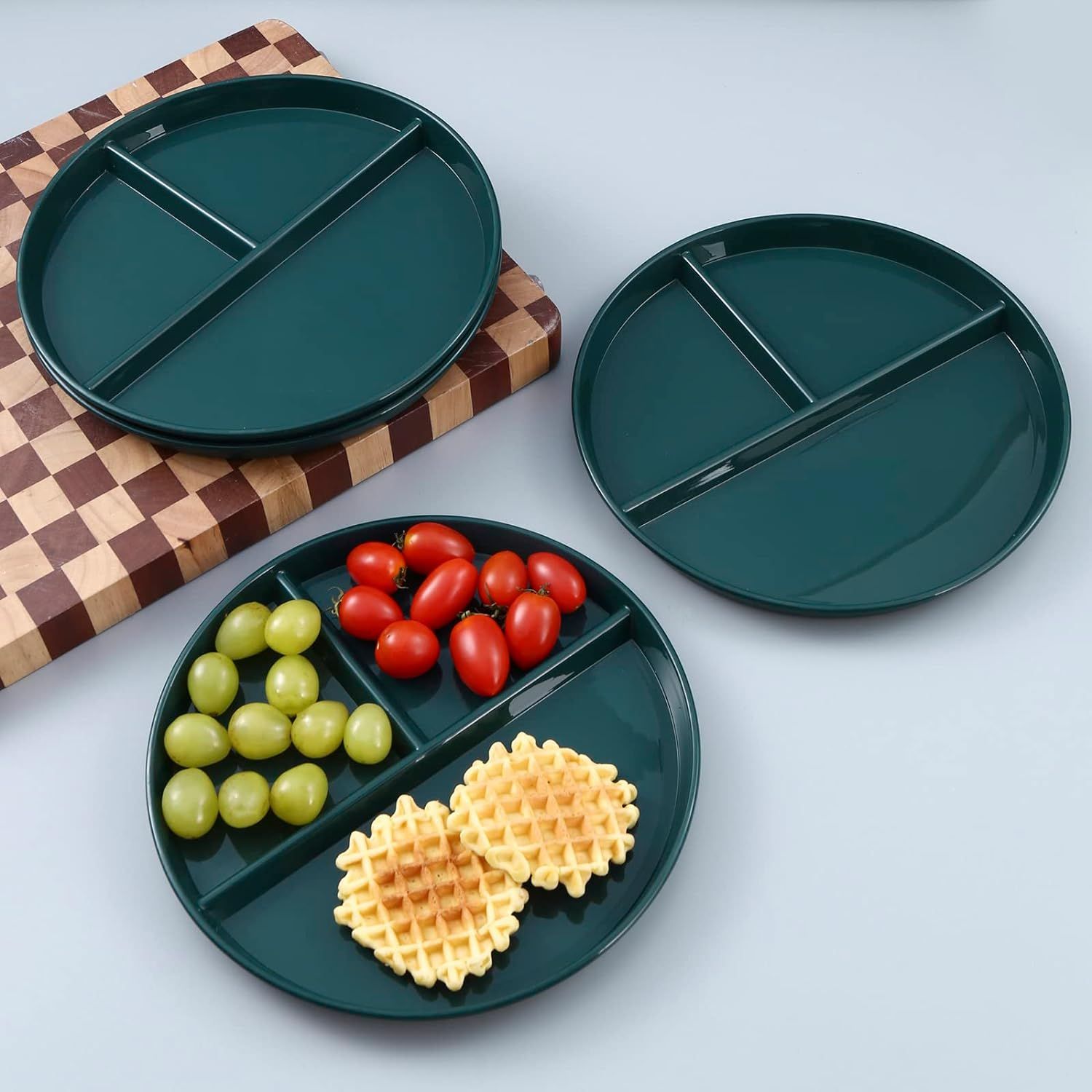 Portion Control Plates 10 Inch (4 Pack) Divided Plate Adults Plastic 3 Compartment Dinner Plate Perfect for Bariatric Diet Weight — image 4