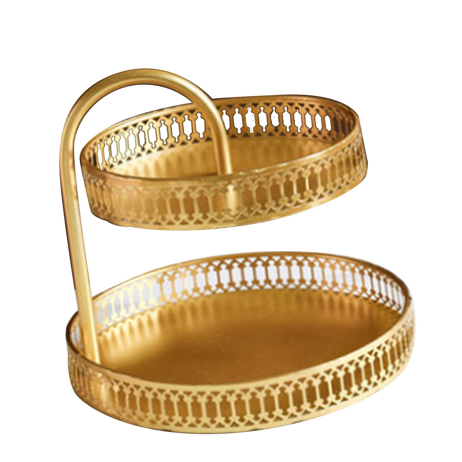 Double Layer Pastry Tray Decorative Copper Gold Biscuits Dessert Display Plate for Wedding Vertical Grain โ image 2