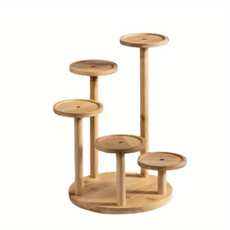 Round Tabletop Flower Stand Balcony Storage Shelf Display Rack Indoor Outdoor — image 2