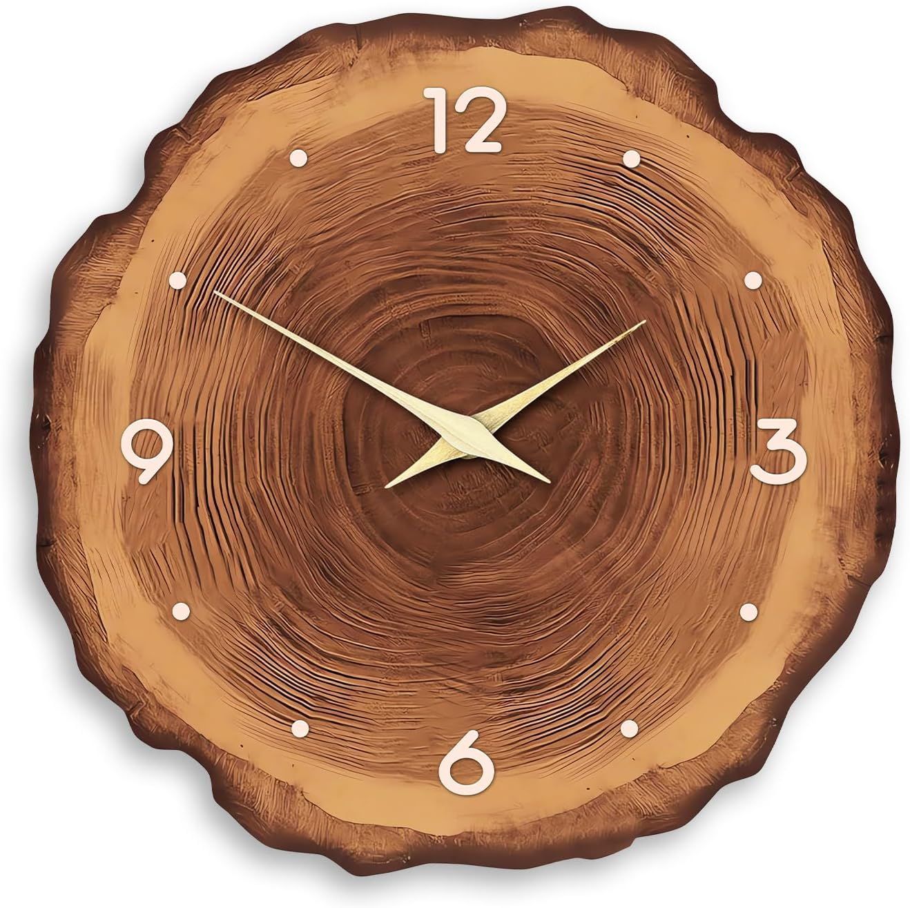 Rustic Wall Clock Silent 12 Inch Battery Operated Wooden Home Decor for Bathroom Kitchen Bedroom Living Room