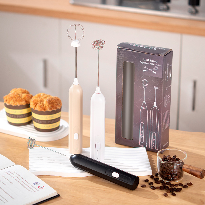 Khaki Electric Milk Frother Handheld - USB Rechargeable Milk Foamer with 2 Whisks - Perfect for Coffee, Lattes, Cappuccinos & More โ image 4