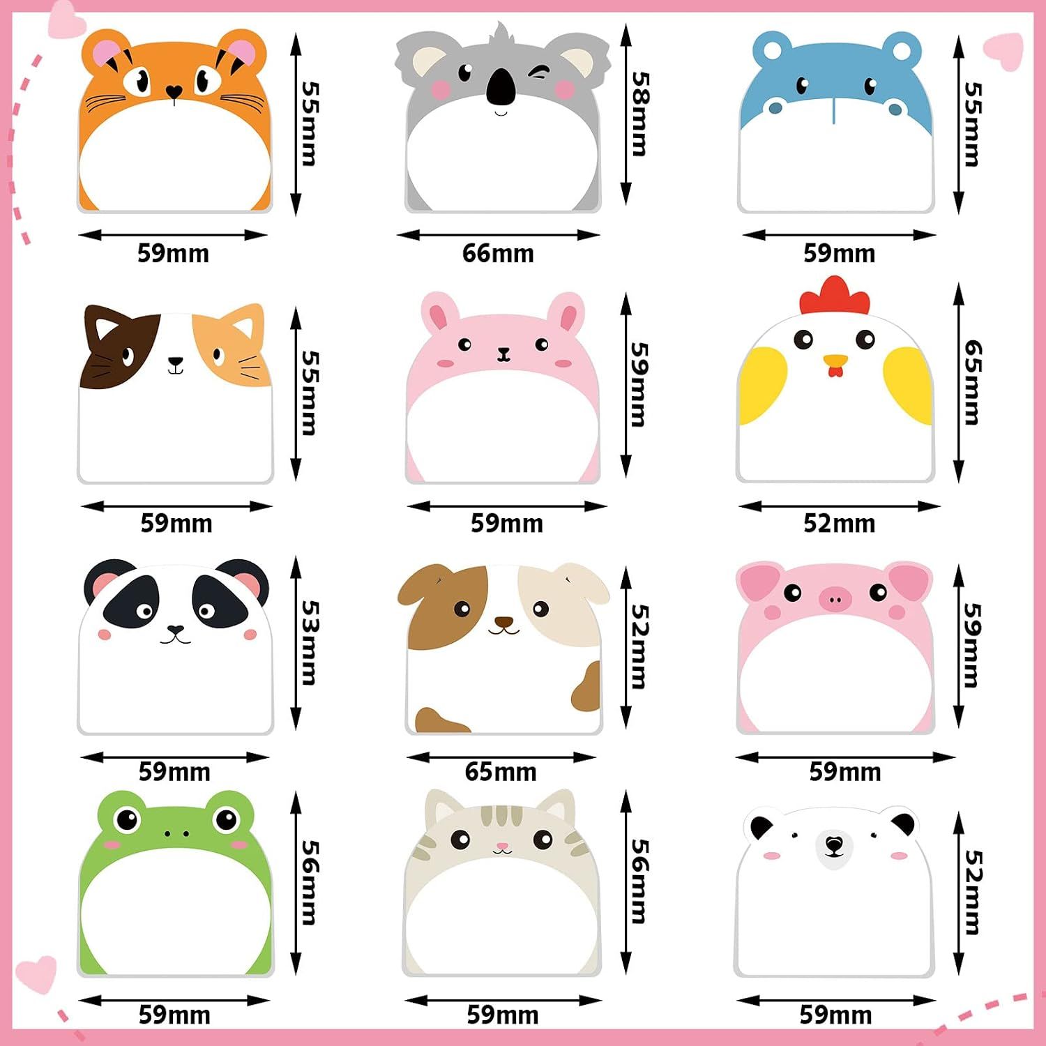 24 Piece Kawaii Animal Sticky Notes 720 Sheets โ image 2